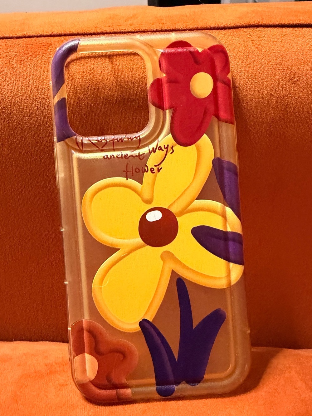 Clear Floral Phone Case with Yellow & Red Flower Design